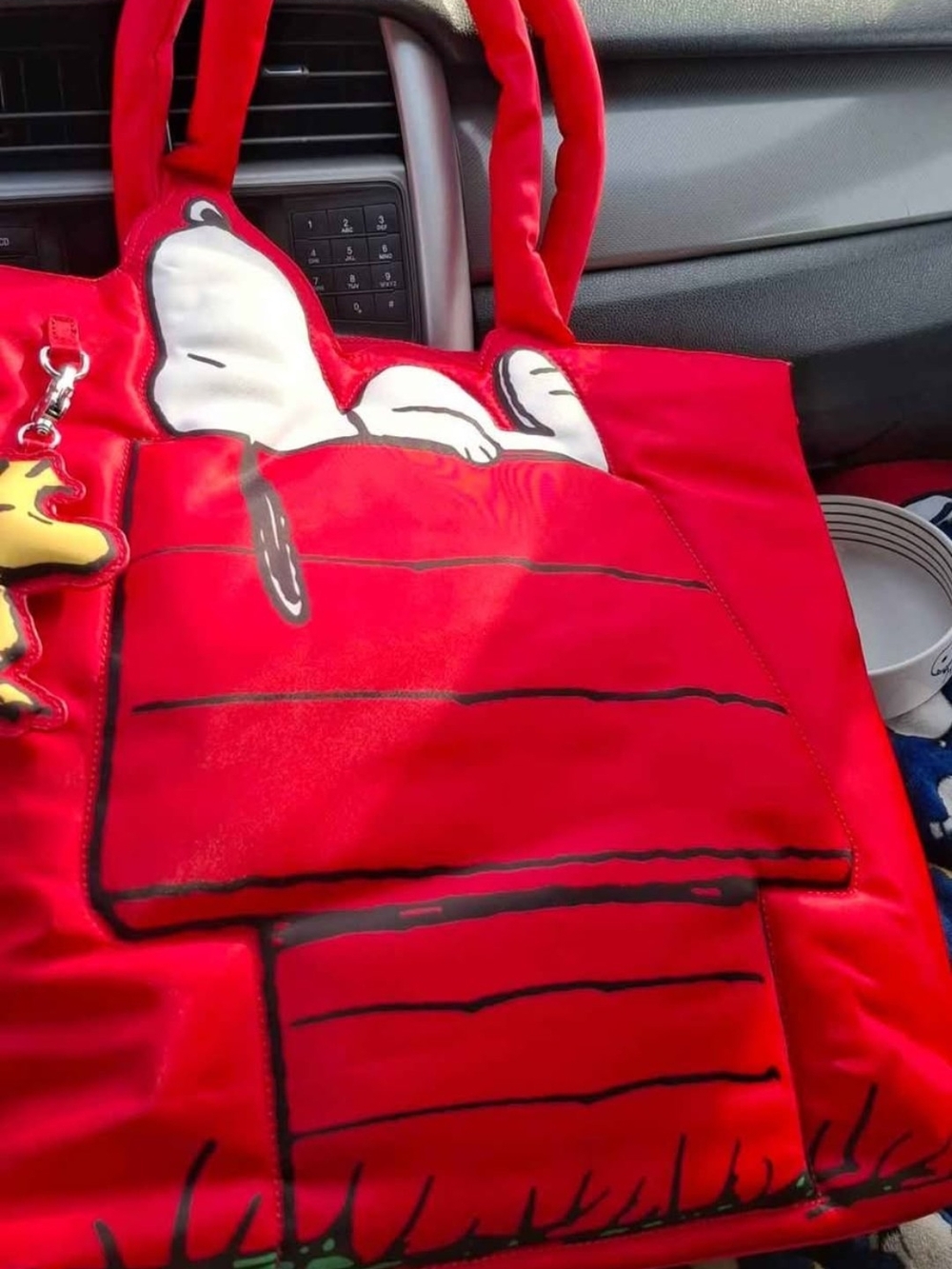 Snoopy Red Tote Bag with Woodstock Charm